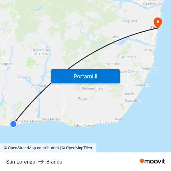 San Lorenzo to Bianco map