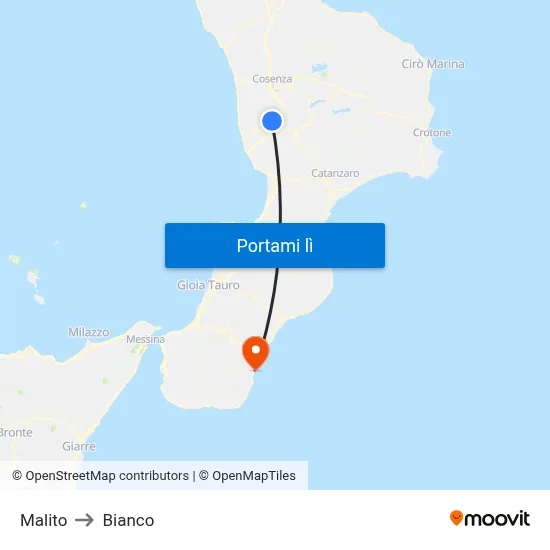 Malito to Bianco map