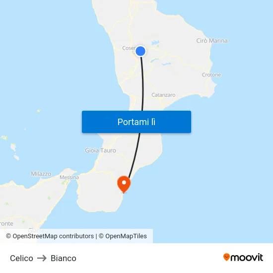 Celico to Bianco map