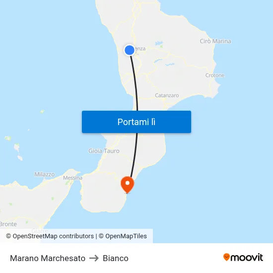 Marano Marchesato to Bianco map