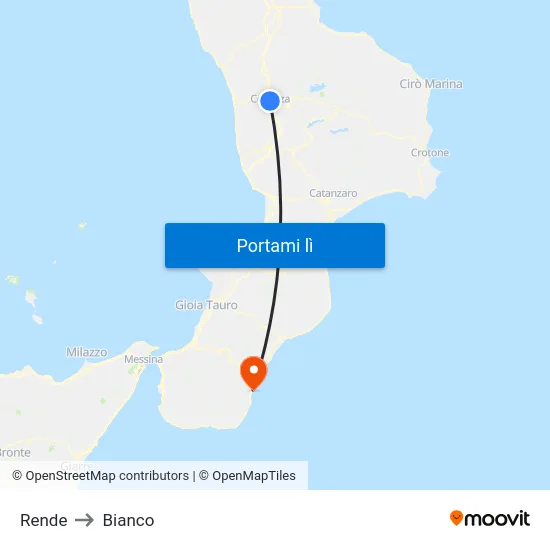 Rende to Bianco map