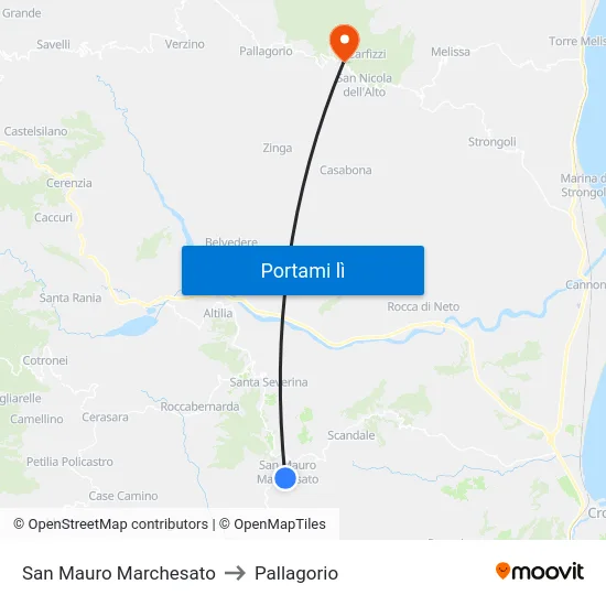 San Mauro Marchesato to Pallagorio map