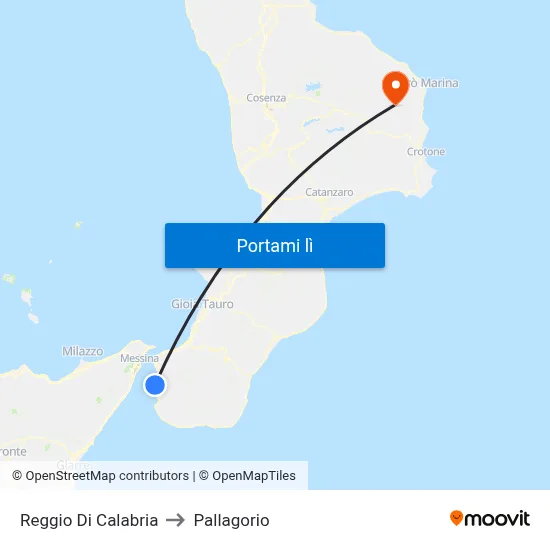 Reggio Di Calabria to Pallagorio map