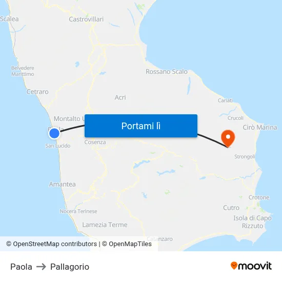 Paola to Pallagorio map