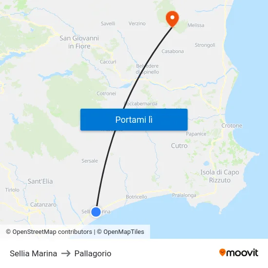 Sellia Marina to Pallagorio map