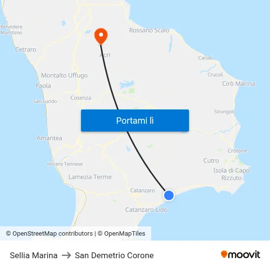 Sellia Marina to San Demetrio Corone map