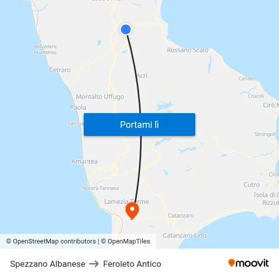 Spezzano Albanese to Feroleto Antico map