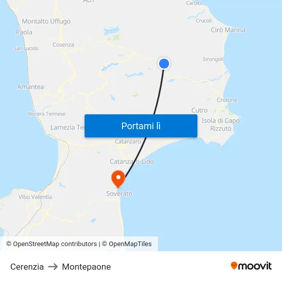 Cerenzia to Montepaone map