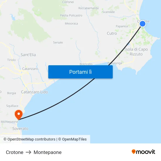 Crotone to Montepaone map