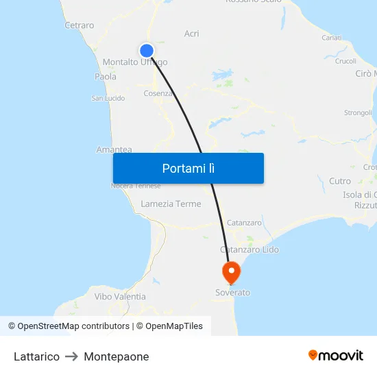 Lattarico to Montepaone map