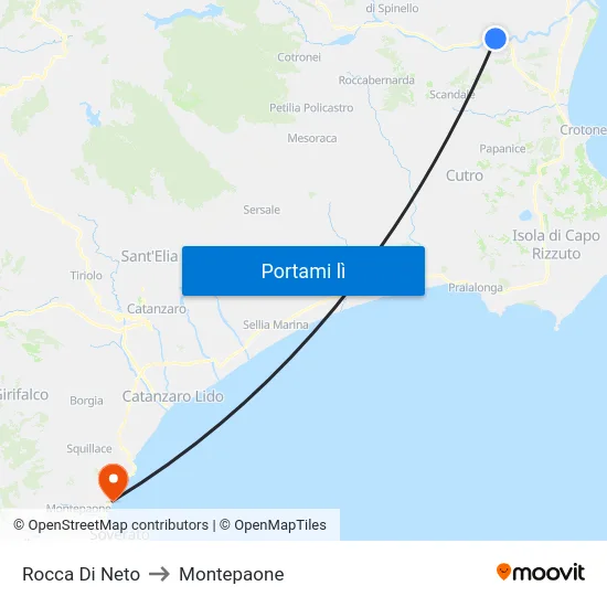 Rocca Di Neto to Montepaone map