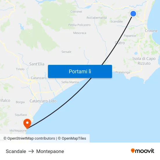 Scandale to Montepaone map