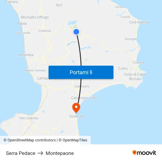 Serra Pedace to Montepaone map