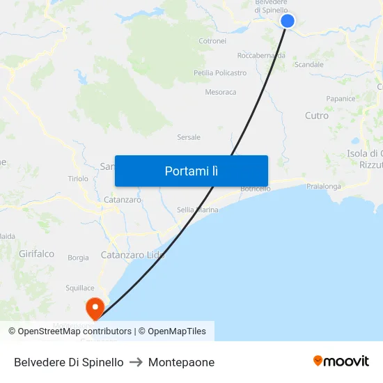 Belvedere Di Spinello to Montepaone map