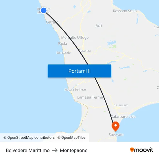 Belvedere Marittimo to Montepaone map