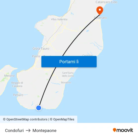 Condofuri to Montepaone map