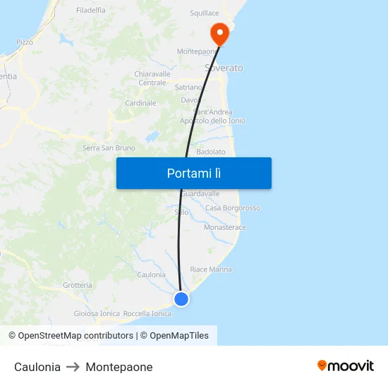 Caulonia to Montepaone map