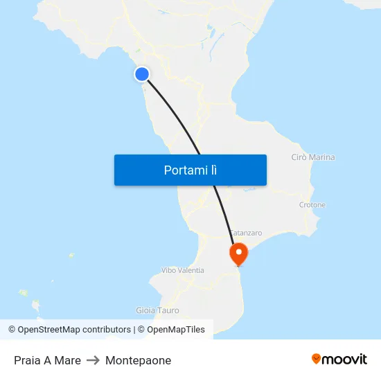 Praia A Mare to Montepaone map
