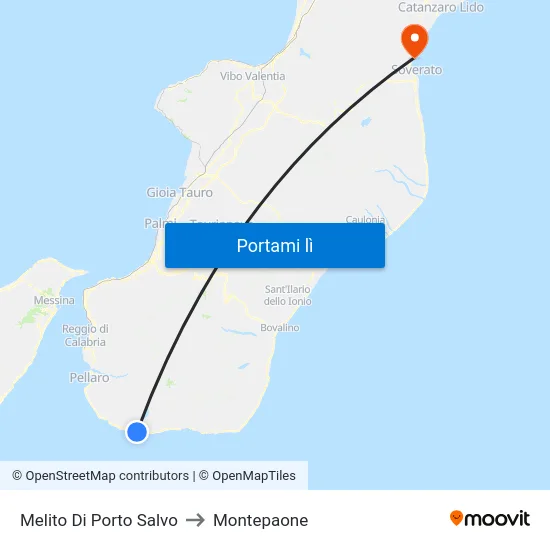 Melito Di Porto Salvo to Montepaone map