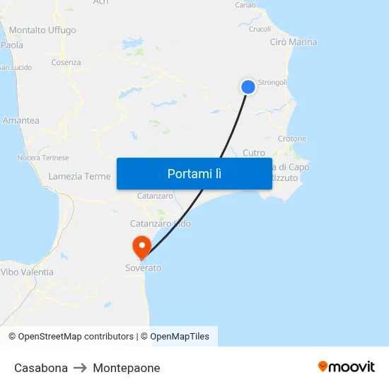 Casabona to Montepaone map