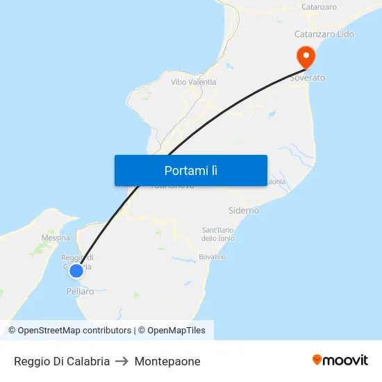 Reggio Di Calabria to Montepaone map