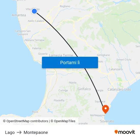 Lago to Montepaone map