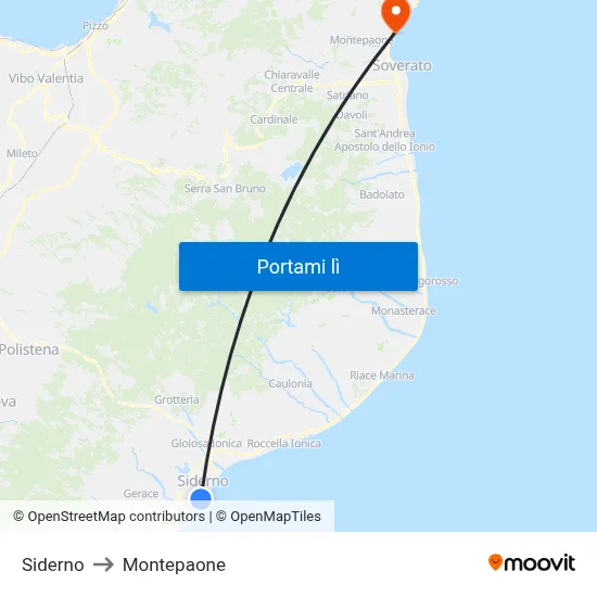 Siderno to Montepaone map