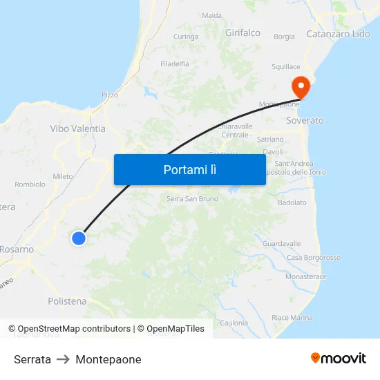 Serrata to Montepaone map
