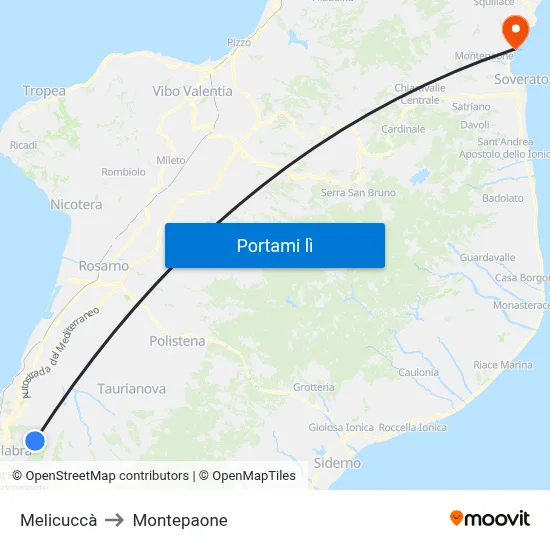 Melicuccà to Montepaone map