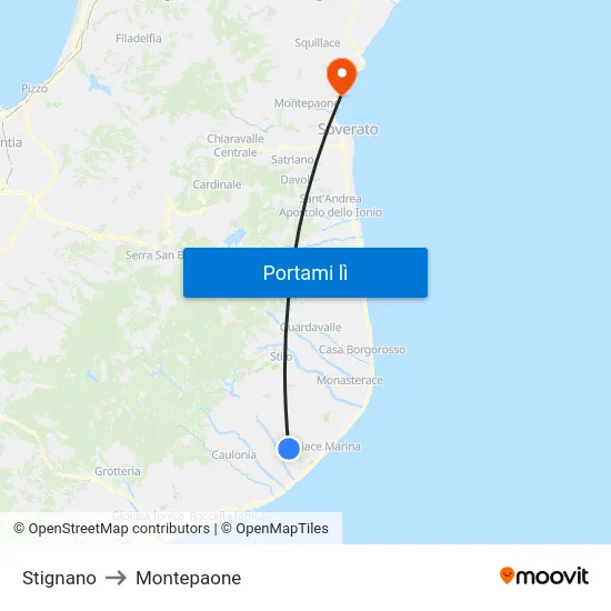 Stignano to Montepaone map