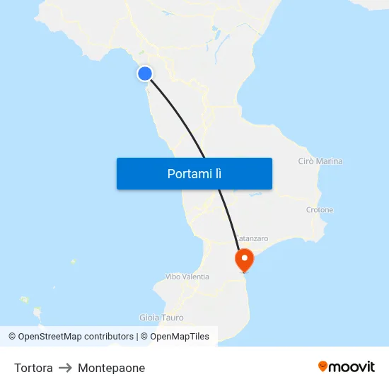 Tortora to Montepaone map