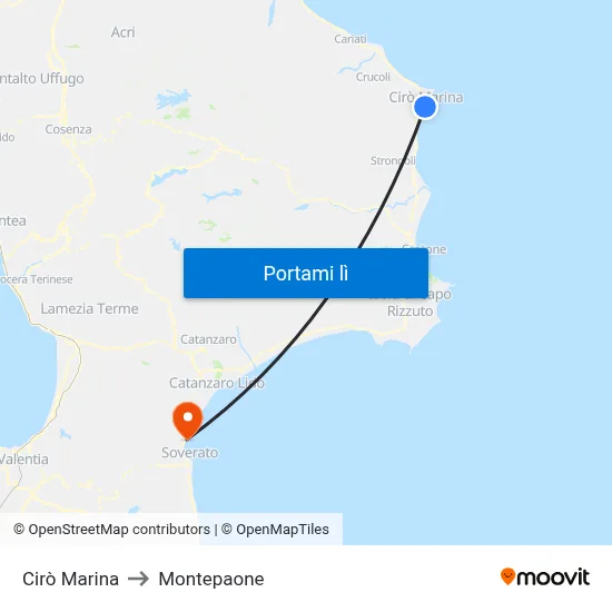Cirò Marina to Montepaone map