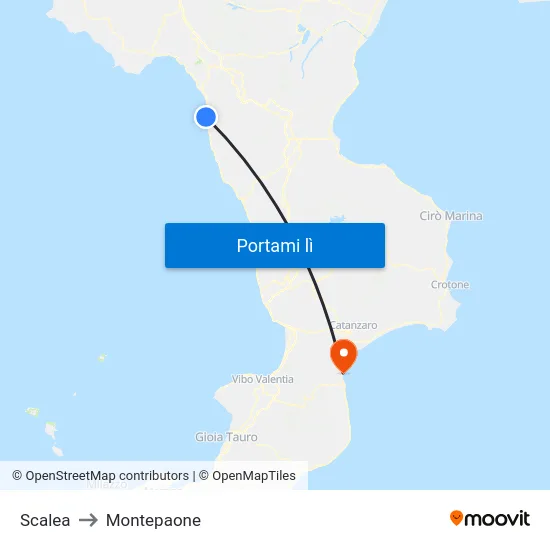 Scalea to Montepaone map