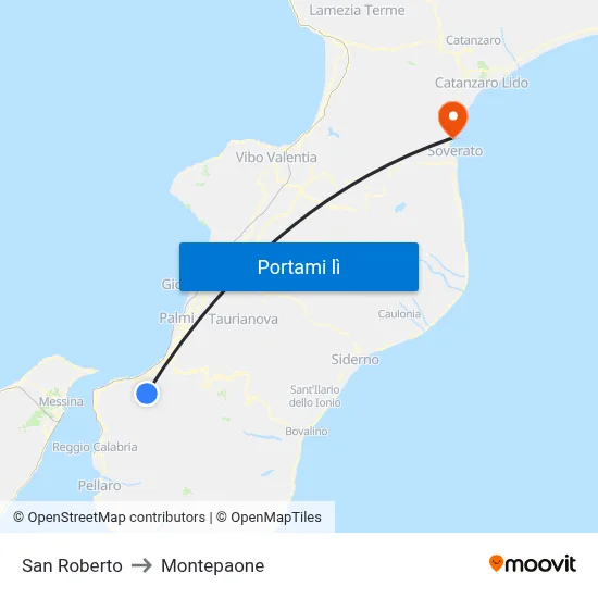 San Roberto to Montepaone map