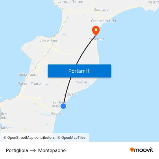 Portigliola to Montepaone map