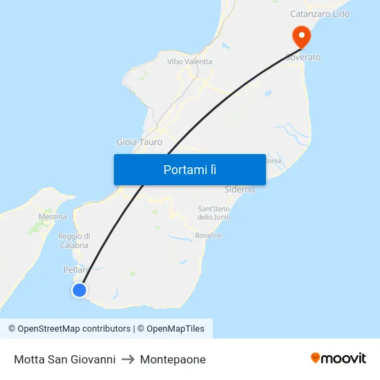 Motta San Giovanni to Montepaone map