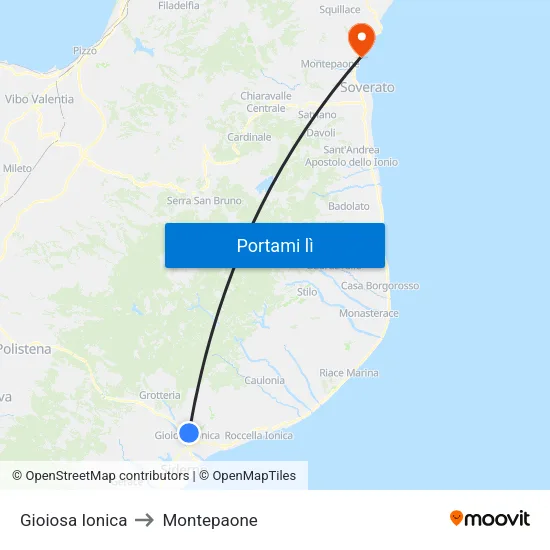 Gioiosa Ionica to Montepaone map