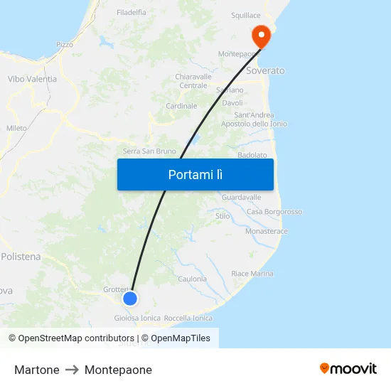 Martone to Montepaone map