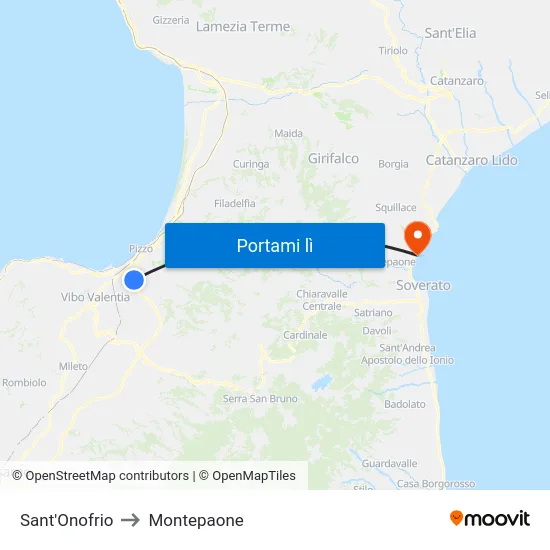 Sant'Onofrio to Montepaone map