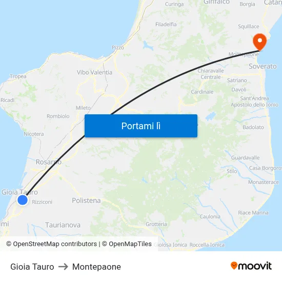 Gioia Tauro to Montepaone map