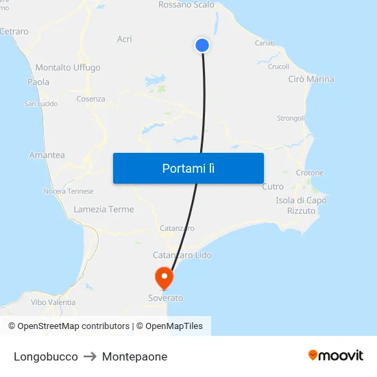 Longobucco to Montepaone map