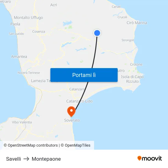 Savelli to Montepaone map