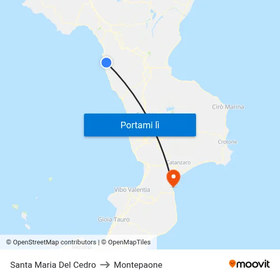 Santa Maria Del Cedro to Montepaone map