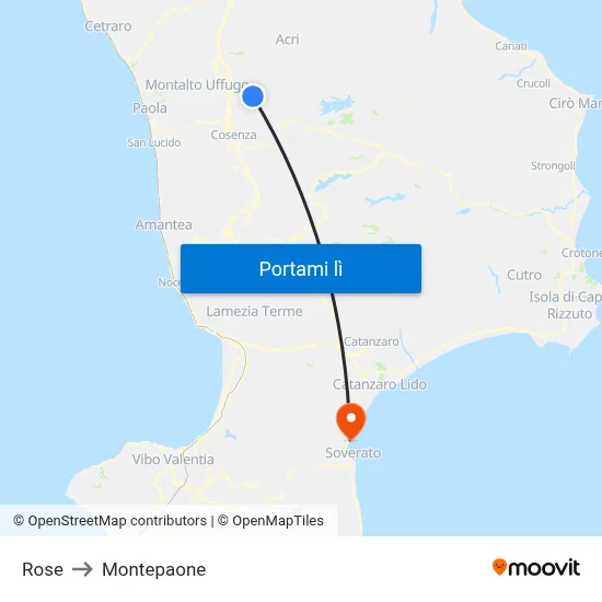 Rose to Montepaone map