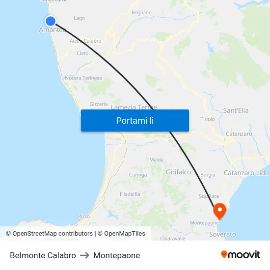 Belmonte Calabro to Montepaone map