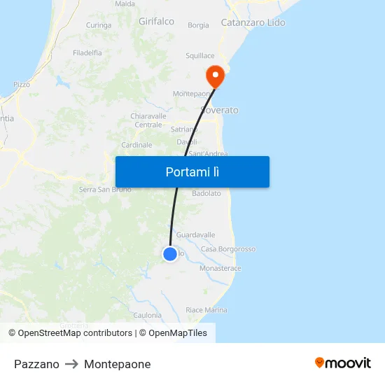 Pazzano to Montepaone map