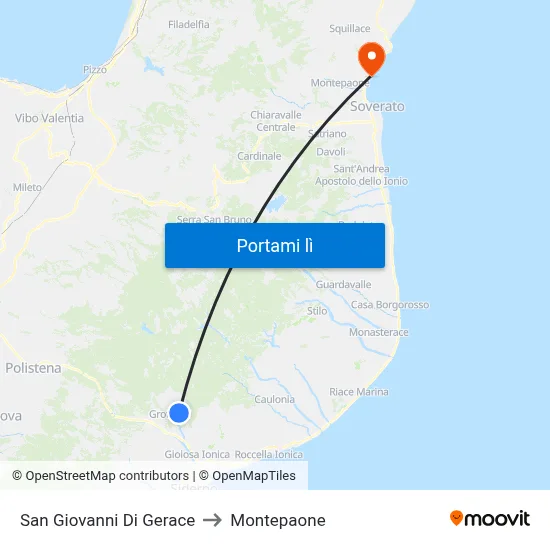 San Giovanni Di Gerace to Montepaone map