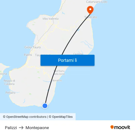 Palizzi to Montepaone map