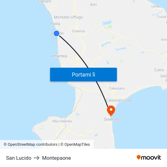 San Lucido to Montepaone map