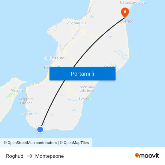Roghudi to Montepaone map